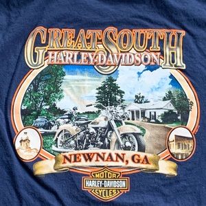 Harley Davidson Great South Newnan Georgia Shirt Large Tshirt Navy American